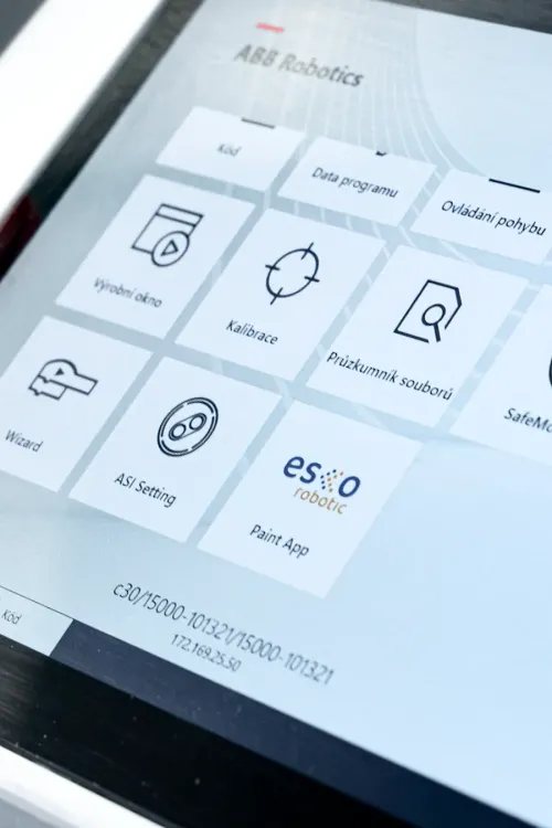 Detail ikony aplikace ESCO Paint App na ovládacím panel robota 