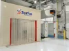 Side view wash booth with control panel