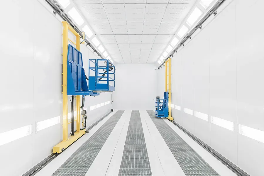 Manual coating booth inside view