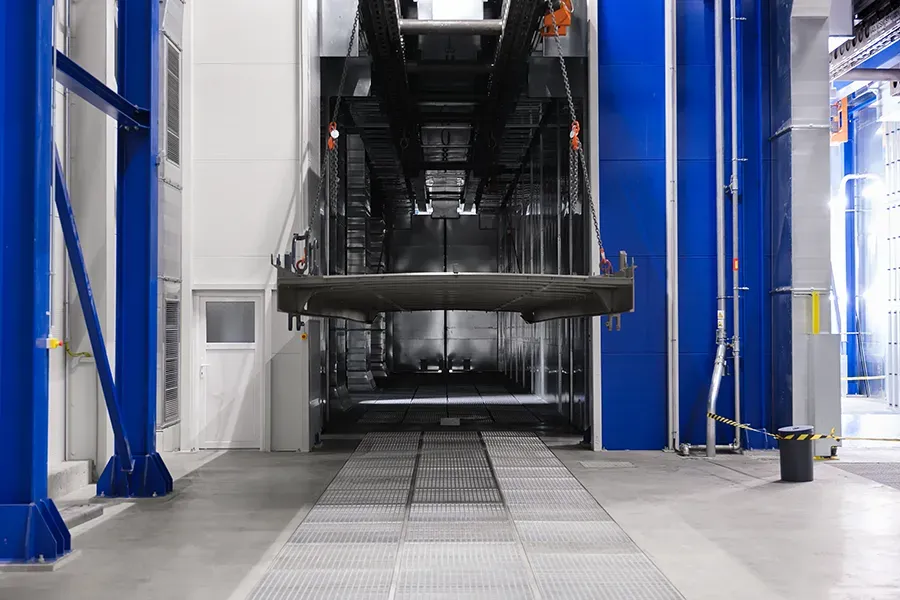 Wagon entering a drying oven