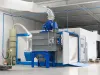Compact blasting booth with filtration open doors