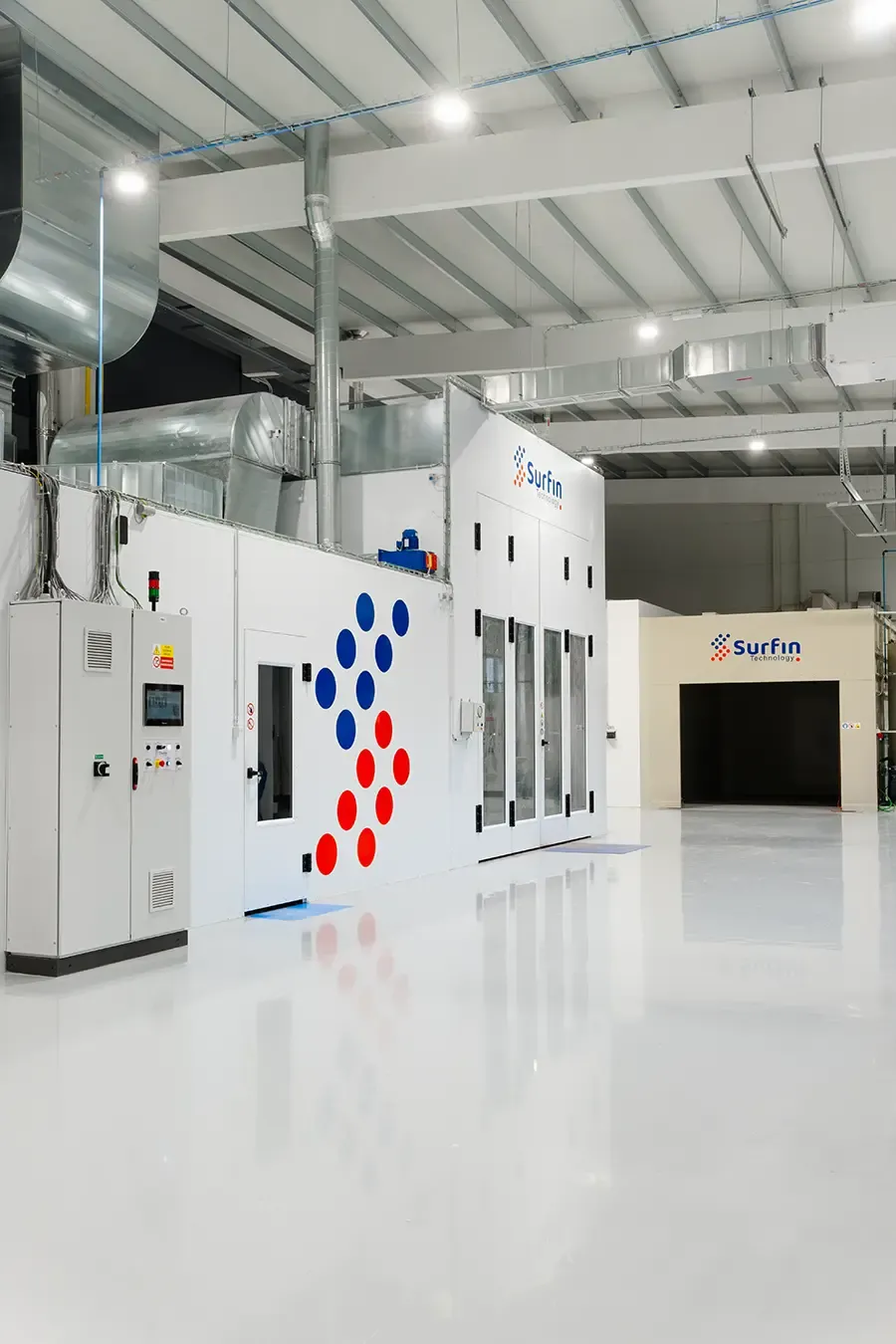 Industrial wet coating line dual coating booths