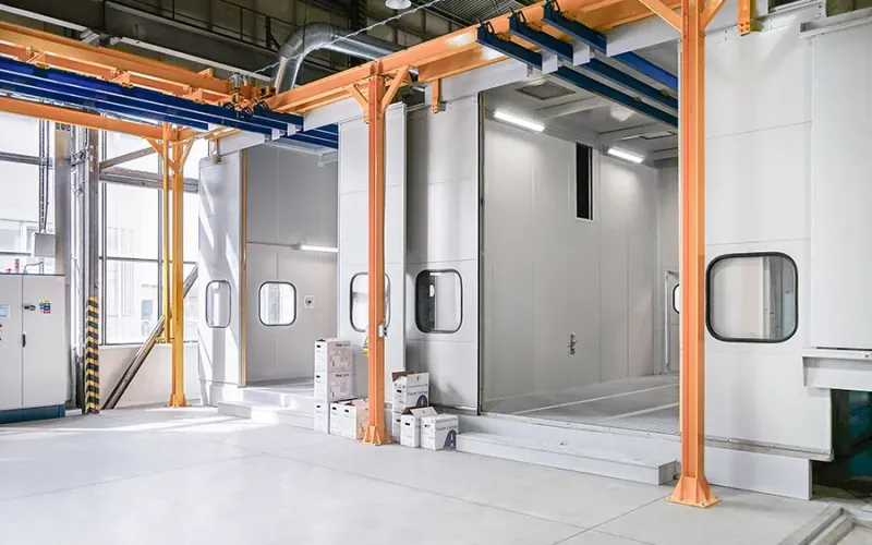 Semi automatic powder coating booths