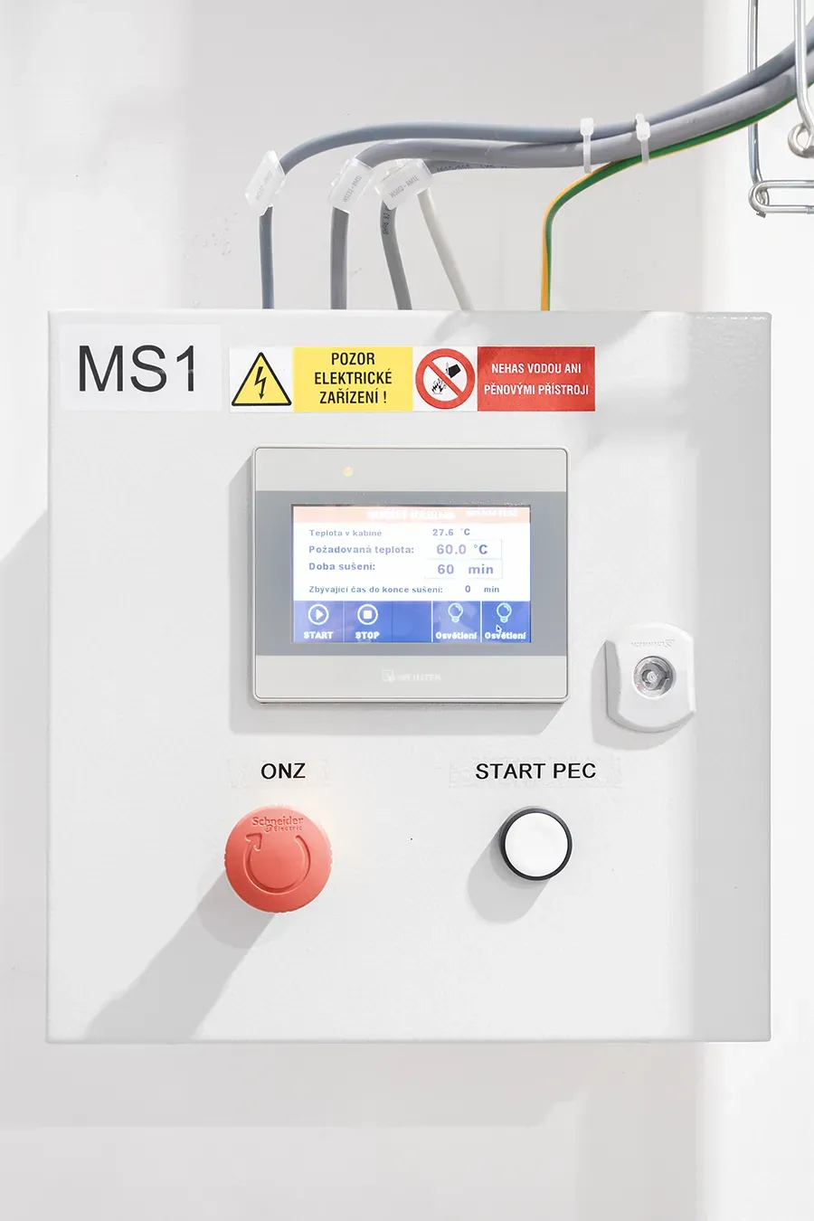 Drying oven control panel