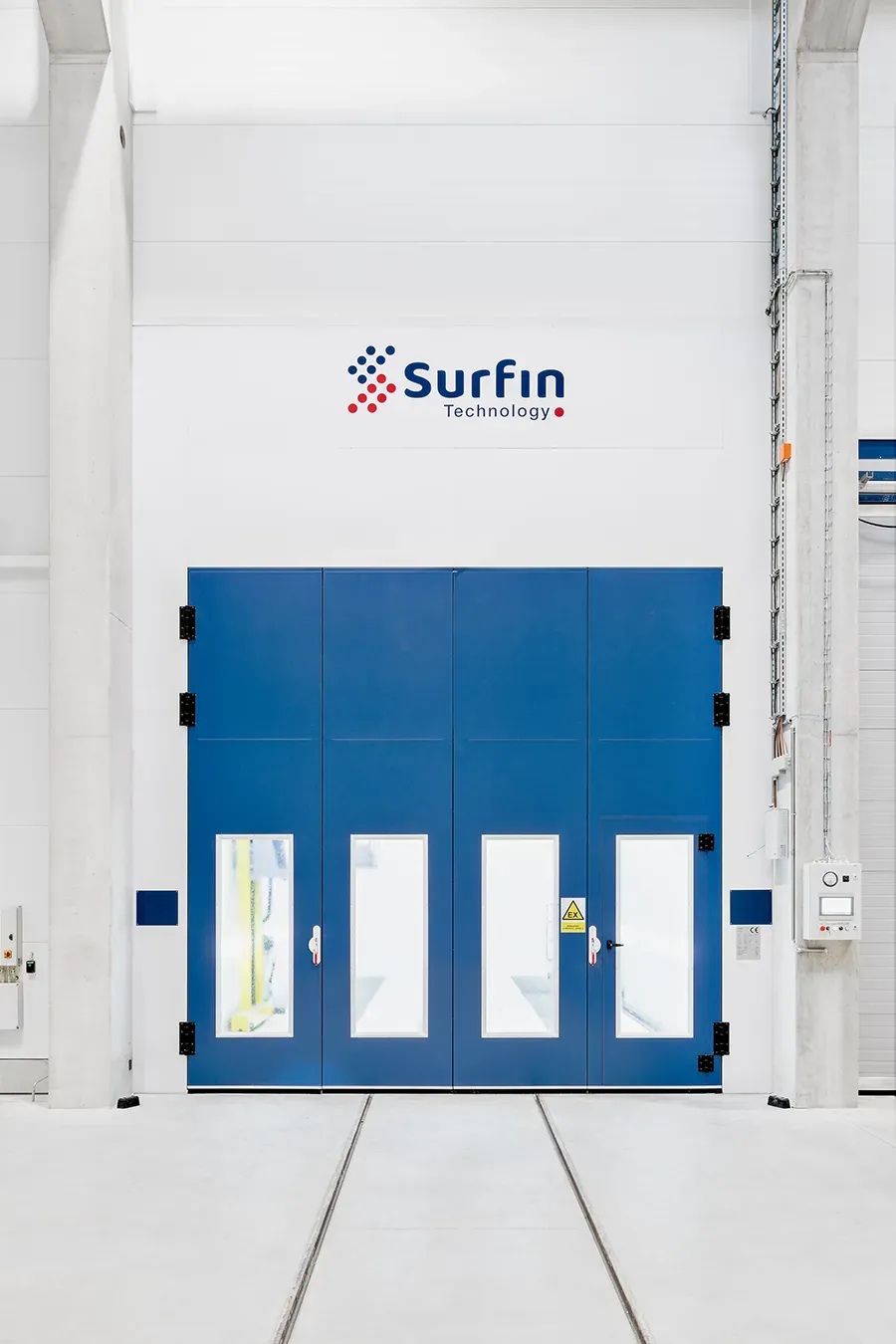 Coating booth front view closed doors