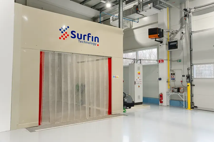 Side view wash booth with control panel