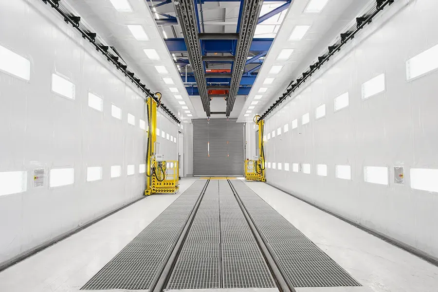 Robotic coating line loading station