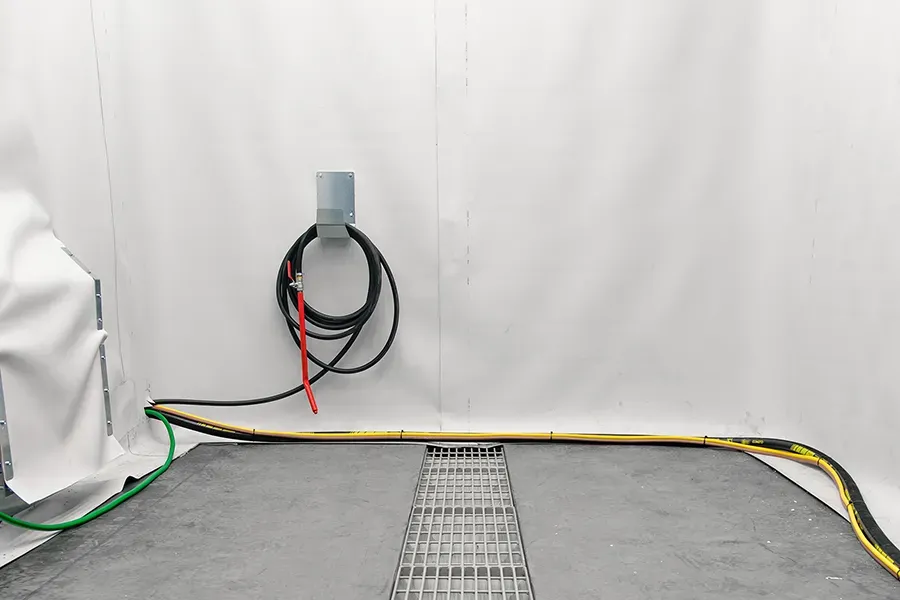 Abrasive blasting media loading area