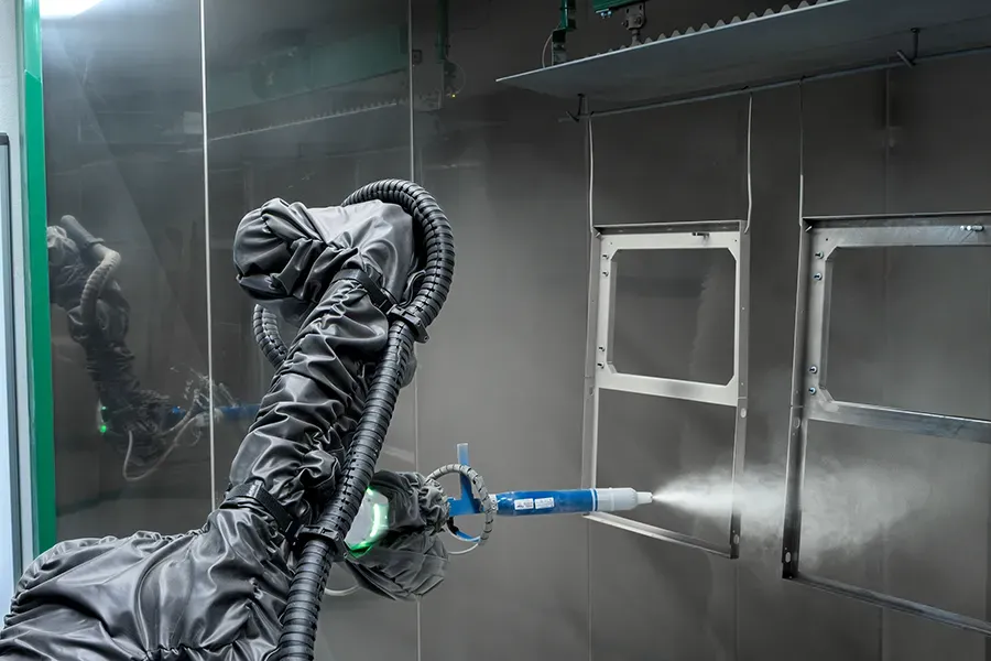 Práškové lakování dílů robotem GoFa