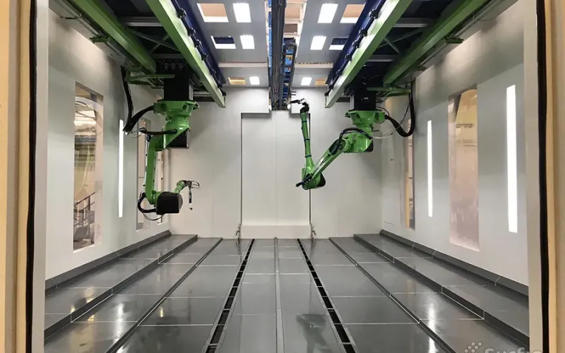 Powder coating robotic arms
