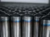 Stacked steel cartridges before blasting