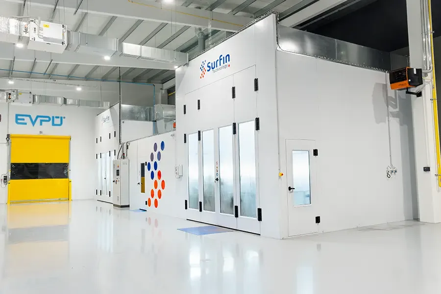 Outside view wet coating booths