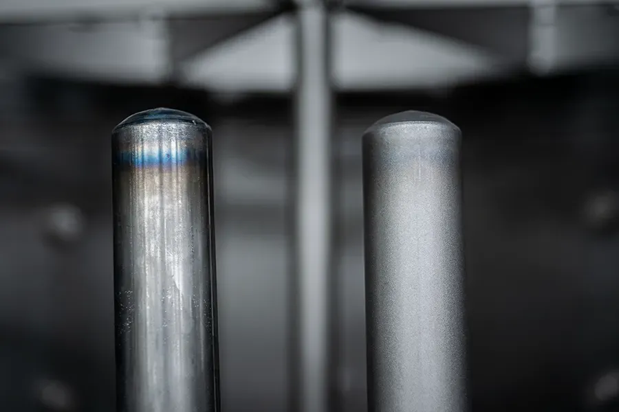 Steel cartridge before and after blasting
